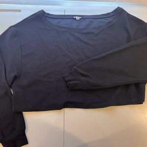 Garage Off The Shoulder Long Sleeve Dark Grey Crop Top